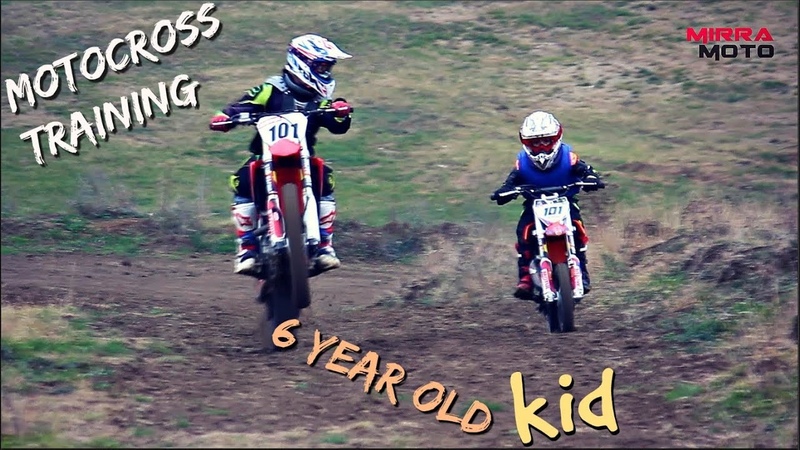 6 year old Kid minimotocross Champion training with Big