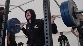 New Zealand rugby push themselves in the gym ahead of the Rugby World Cup final