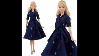 ELENPRIV navy blue dress fashion for 1/6 Barbie doll /Темно-синее платье наряд для куклы Барби 29 см