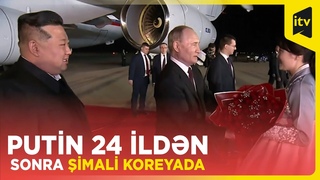 Rusiya Prezidenti Putini hava limanında Kim Çen In qarşılayıb