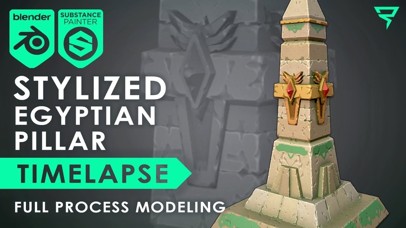 Stylized Egyptian Pillar 3 D Modeling