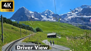 4K Train Driver view Lauterbrunnen to Kleine Scheidegg Switzerland | Cab ride | Train Journey 4K UHD