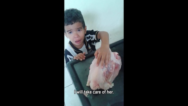 Little Boy wants his Mommy to Leave the Chicken