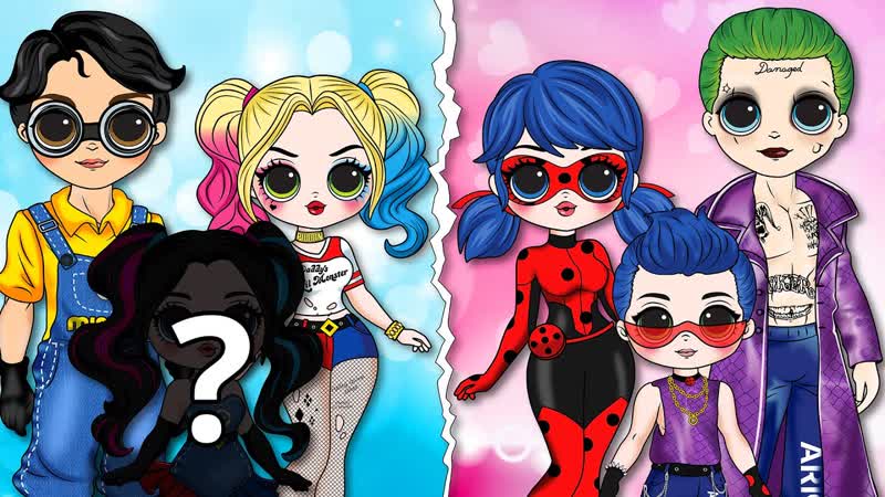 9 Minions, Sonic Couple Switch Up with Encanto, Harley Quinn, Ladybug, LOL Paper Dolls