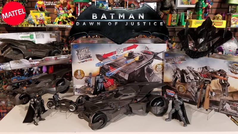 Mattel Batman Dawn of Justice League Batmobile, Flying Fox, Knightcrawler and