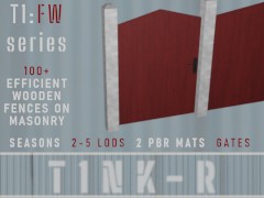 T1:FW:LME+SL+RD+GE: Red slabs on lime support (wooden fence) with gate at the end