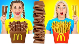 Челлендж. Шоколадная еда vs. Настоящая еда от TeenDO Challenge