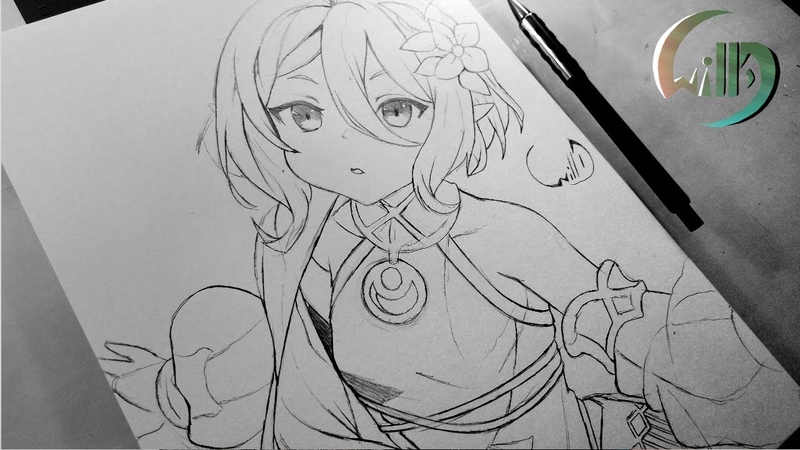 Lineart Drawing Kokoro Natsume ( Princess Connect Re: Dive ) プリンセスコネクト Re: