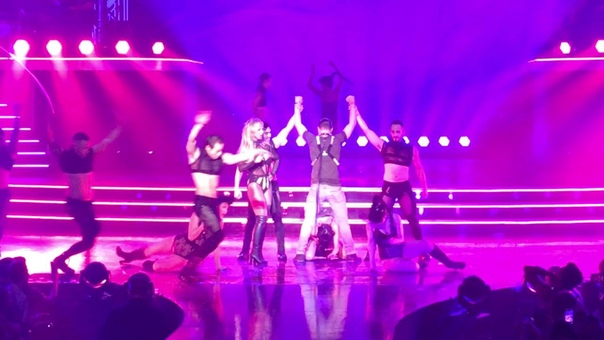 Britney Spears Colton Haynes Freakshow Vegas Front Row at Piece of Me August 17 2016 Full