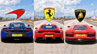 FH5 DRAG RACE - Mclaren 650s Vs Ferrari 458 Speciale Vs Lamborghini Aventador