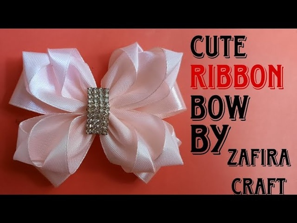 Cute Ribbon bow, easy ribbon bow by zafira craft, easy trick to make ribbon bow by