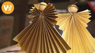 Weihnachtsengel basteln - Faltanleitung mit Goldpapier