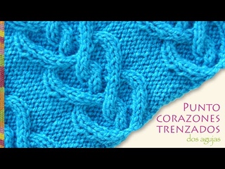 Punto corazones trenzados tejido en dos agujas o palitos :)