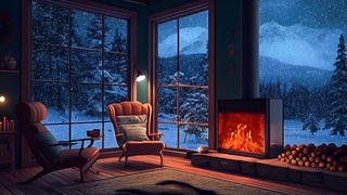 🔴10 hours cozy winter cabin with fireplace | Blizzard sounds, you need peace of mind, take a break