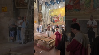 Christian ceremony of worship at the Church of the Holy Sepulchre, Israel, 2024