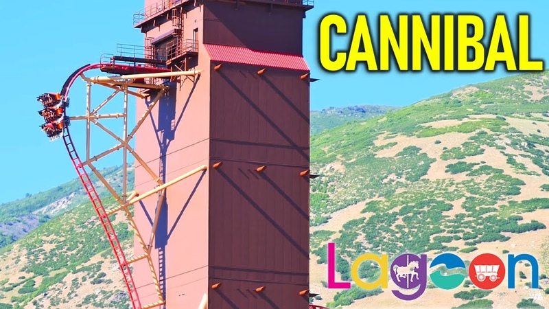 CANNIBAL Elevator Lift Coaster POV Front On Ride Lagoon,