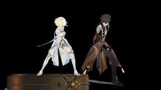 ZhongliXLumine MMD Roll 'n Rock (PUBG Victory Dance)| Люмин и Чжун Ли ММД РоллНрок танец