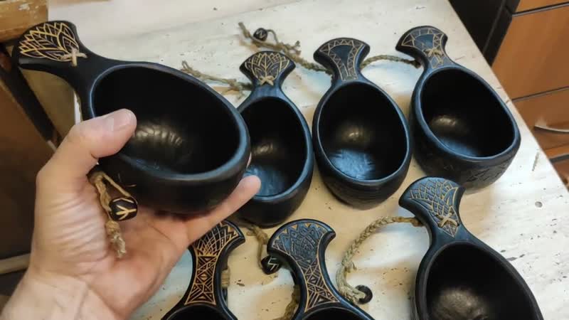 Куксы, чашки, чарки на заказ. Черные красавцы с обжигом. Wooden