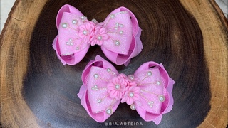 Lao BOUTIQUE na fita N5 com lao GRAVATINHA   Trama Cabelo de Anjo DIY-PAP  Passo a Passo