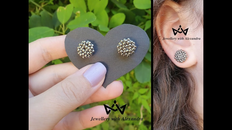 The Maria Earrings How To Make Round Beaded Silver Stud Earrings ( Multiple Languages