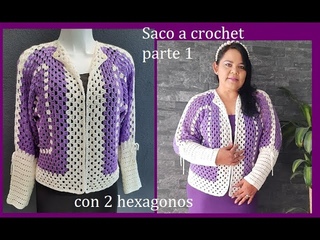 Saco crochet con  2 hexágonos 1 #chaleco #crochet #blusasnorma #ponchonorma