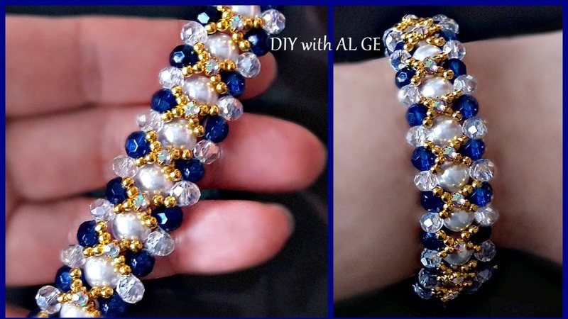 How to make Pearl and Crystal Beads Bracelet Vintage style Beaded Bracelet