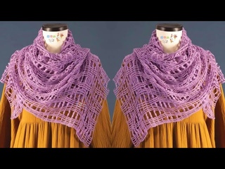 Rectangular shawl with a distinctive crochet stitch شال مستطيل بغرزه مميزه بالكروشيه