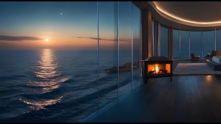 Oceanfront Bliss: Sunrise and Fireplace Magic with Mesmerizing Sea Reflections