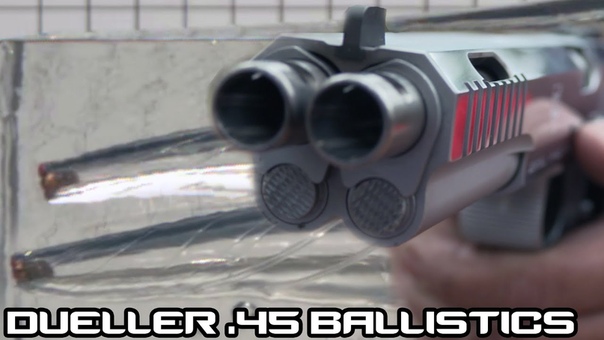 Double Barrel 1911 Pistol Ballistics Testing with 2 Different Bullets at 1 Time (4