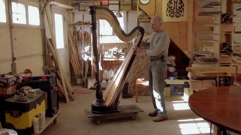 Repairing the Body of a Pedal Harp Thomas Johnson Antique Furniture