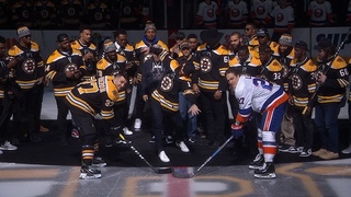 Julian Edelman spikes ceremonial puck as Bruins honor Patriots for Super Bowl title