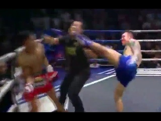 Chinese Muay Thai Fighter Gou Dakui Knocks Out Both His Opponent And Referee At The Same Time!
