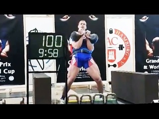 Nikolay Kichimaev - 100 reps in long cycle with the two 32 kg kettlebells!!!