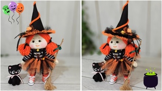 Very Sweet and Easy🧙 Everyone Can Make a Toy Witch Doll With Socks 🎃Socks Doll