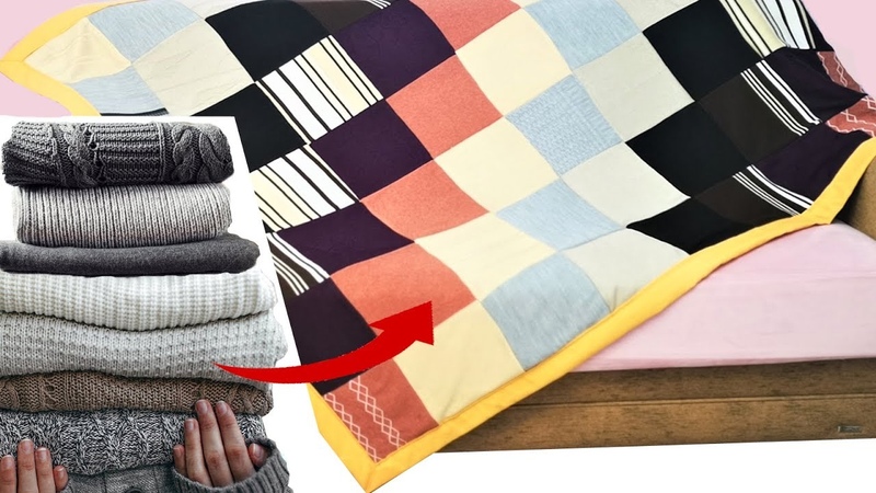 Eski Kazaklardan Kırkyama Battaniye, Turn Old Sweater into Patchwork Blanket,