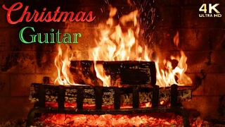 Christmas Fireplace & Relaxing Guitar Christmas Music  Instrumental 4K Fireplace Ambience