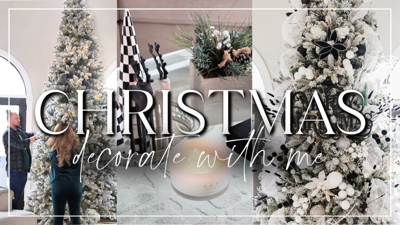 2023 Christmas Decor Decorate With Me, Living Room, Black White