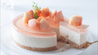 ピーチ・レアチーズケーキの作り方 No-Bake Peach Cheesecake＊No Oven  & Without Egg｜HidaMari Cooking