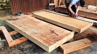 Extremely Giant King Size Table From Monolithic & Rare HardWood Long  X  (thickness top18cm)