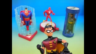 2005 DC SUPERHEROES JUSTICE LEAGUE SET OF 4 McDONALDS HAPPY MEAL KIDS TOYS VIDEO REVIEW