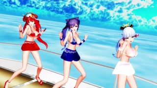 MMDGenshin - Ayaka, Keqing, Nilou / KARA - STEP