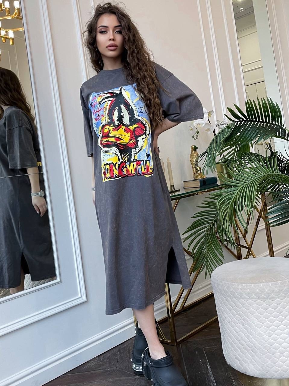 Платье oversize прямого кроя для повседневных прогулок Размер единый4248 