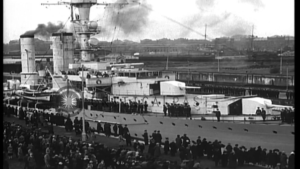 German Cruiser, SMS Emden, III, serving as a training ship, departs Stock