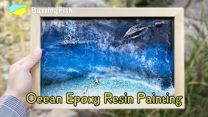 Ocean Epoxy Resin Painting Step by Step Tutorial Ocean, Beach Shark, Resin